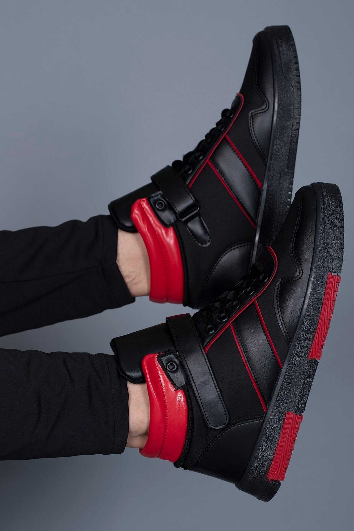 Riccon Black Red Men's Sneaker Boots 00122935