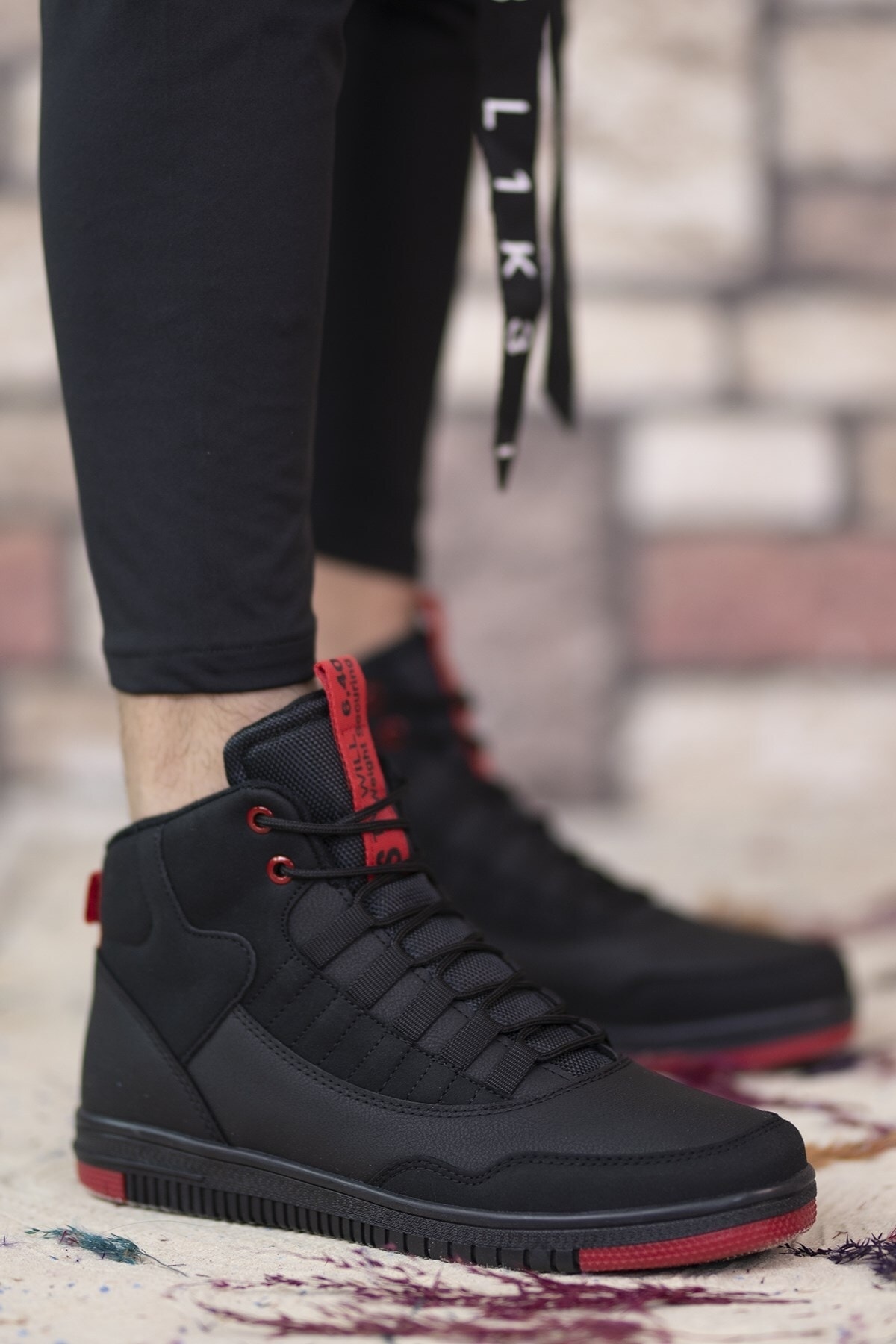 Riccon Black Red Men's Sneaker Boots 00122262