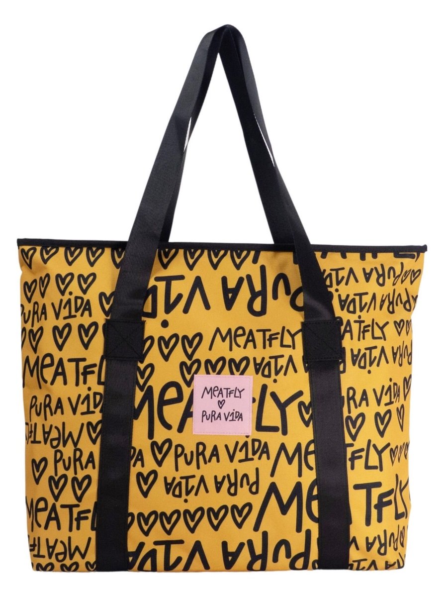 Plážová kabelka meatfly x pura vida skye žlutá/černá one size