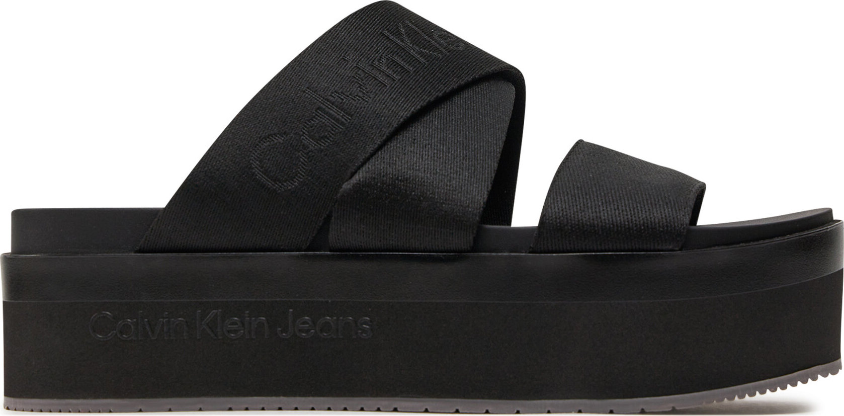 Nazouváky Calvin Klein Jeans Flatform Sandal Webbing In Mr YW0YW01361 Triple Black 0GT