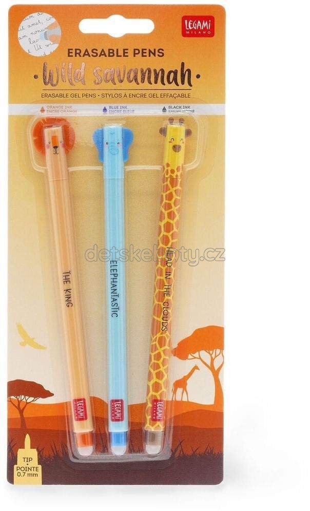 Set Of 3 Erasable Pens Legami - Savannah (Lion+Elephant+Giraffe)