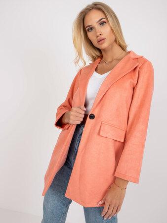 Fashionhunters Peach dámská eko semišová bunda s dlouhým rukávem značky Irmina. velikost: XL