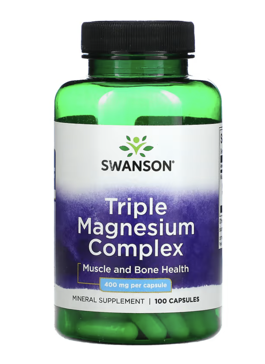 Swanson Triple magnesium Complex, 400 mg, 100 kapslí