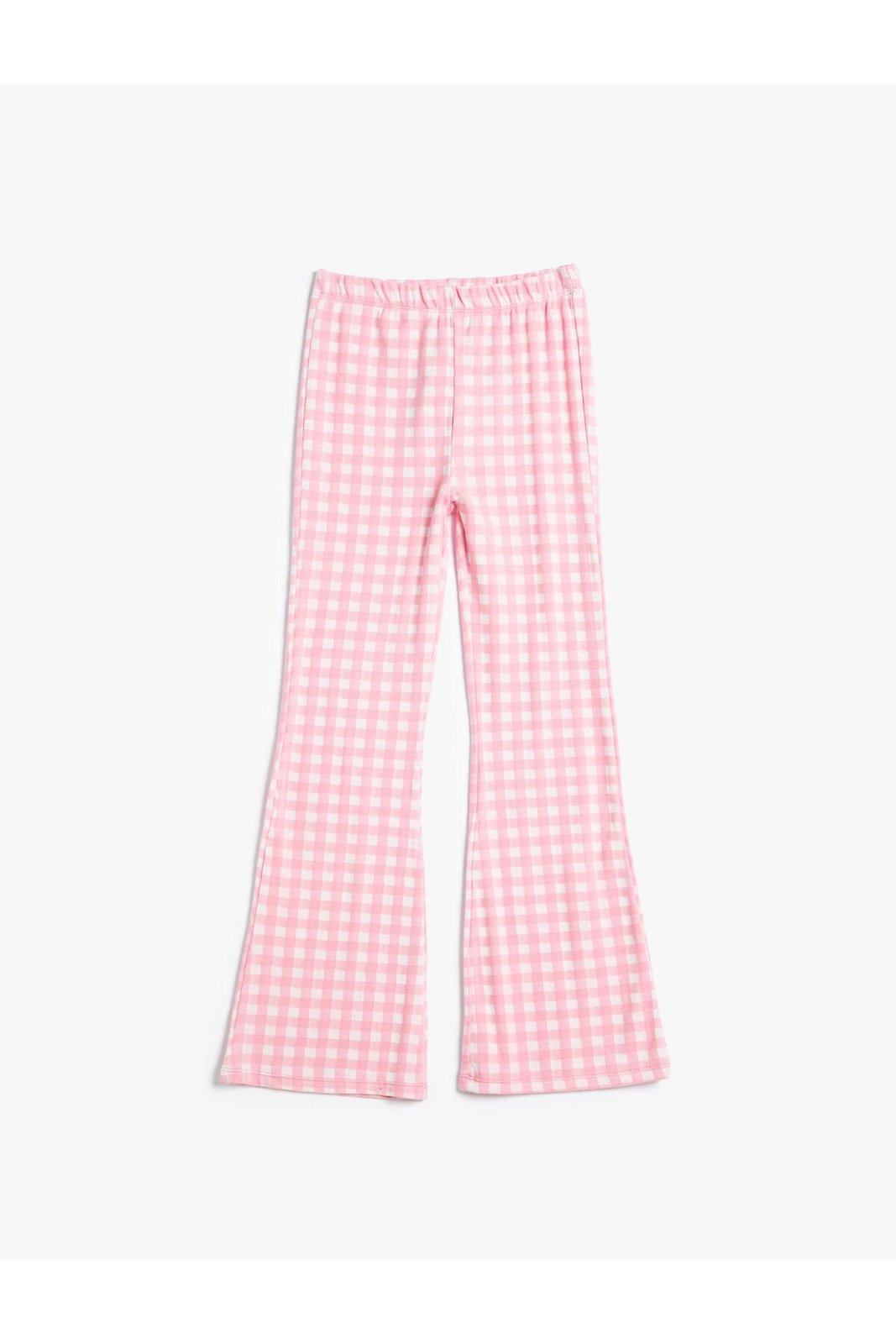 Koton Flare Trousers Gingham Elastic Waist