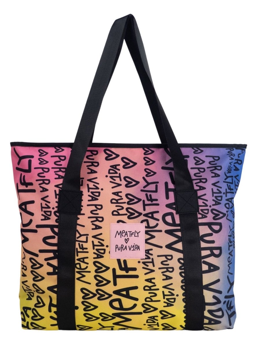 Plážová kabelka meatfly x pura vida skye žlutá/fialová one size