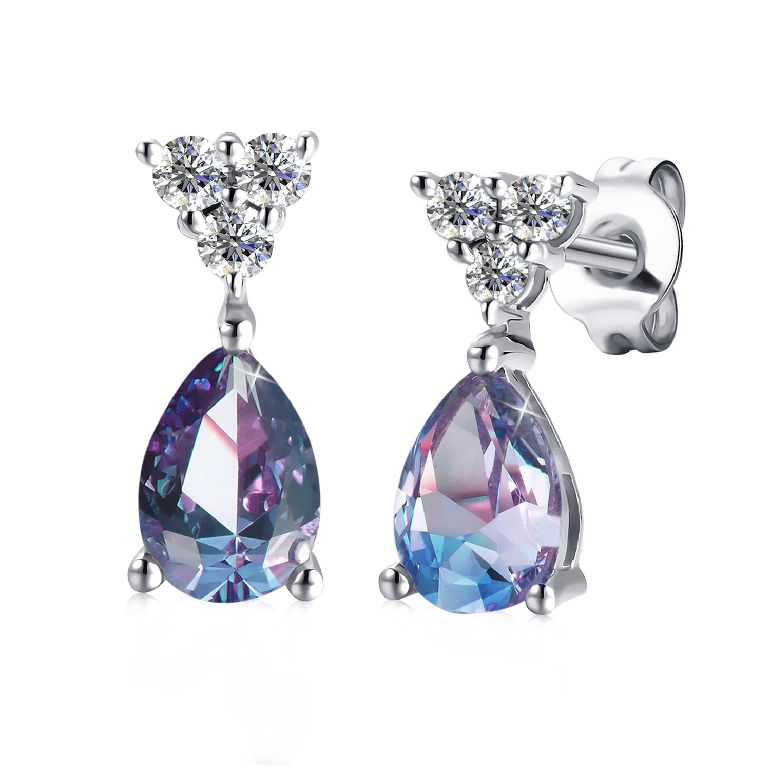 Royal Fashion stříbrné pozlacené náušnice Alexandrit DGES0026-WG