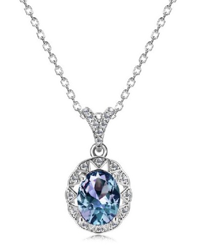 Royal Fashion stříbrný pozlacený náhrdelník Alexandrit DGPS0044-WG
