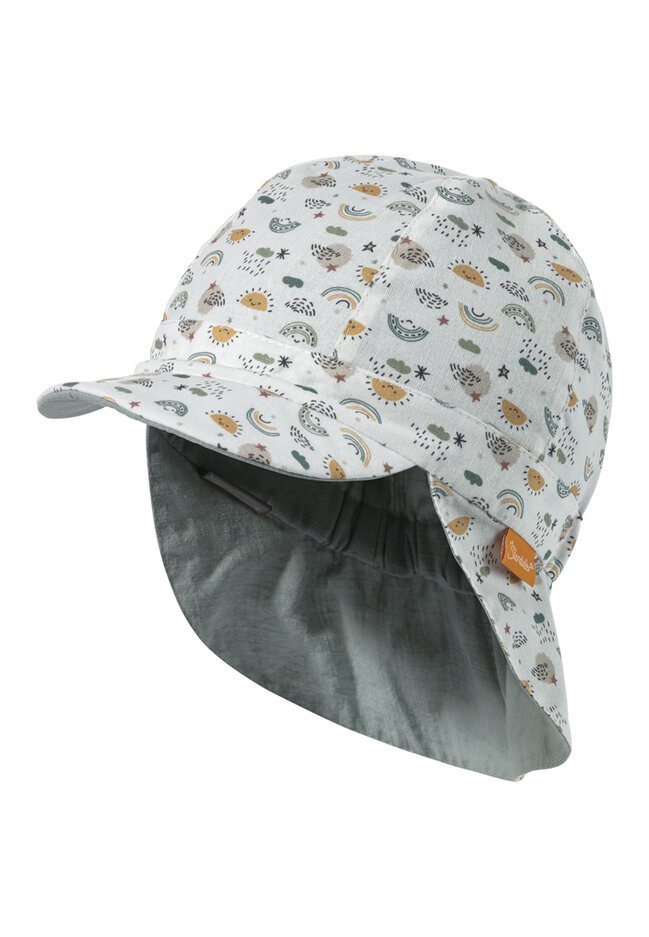 STERNTALER Kšiltovka s ochranou krku oboustranná bavlna UV50+ počasí zelená uni- 45 cm 6-9 m