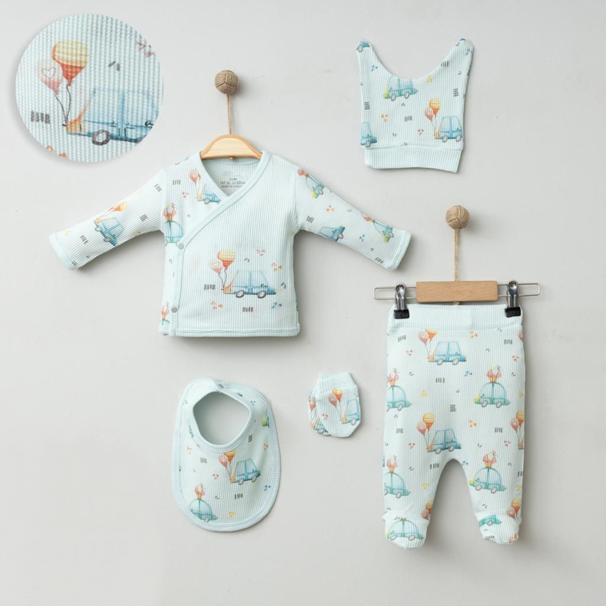 5-dílná kojenecká souprava s vaflovou texturou | Oblečení pro miminka