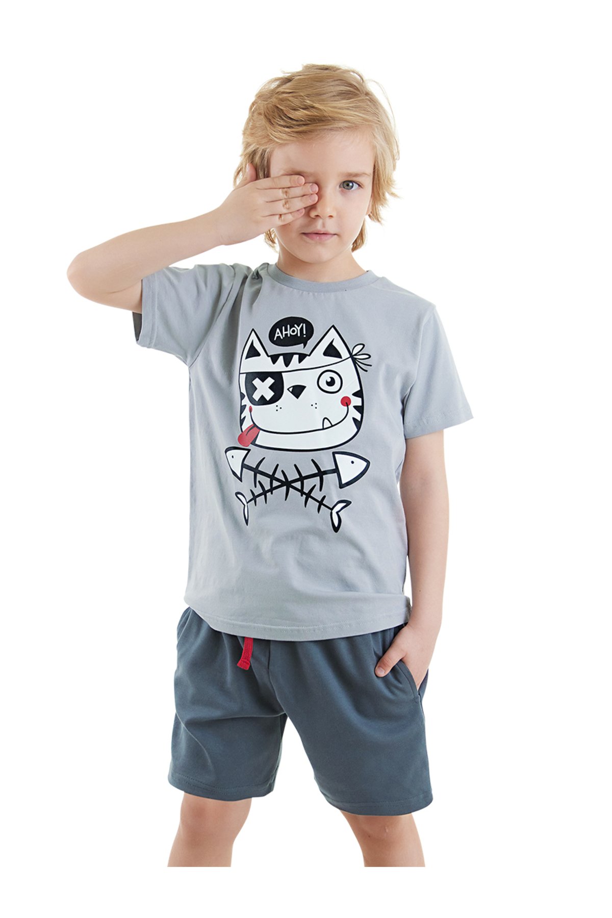 Denokids Ahoy Cat Boy T-shirt Shorts Set