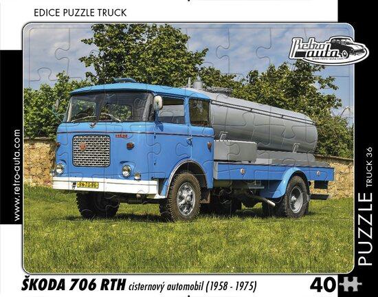 RETRO-AUTA Puzzle TRUCK č.36 Škoda 706 RTH cisternový automobil (1958 - 1975) 40 dílků