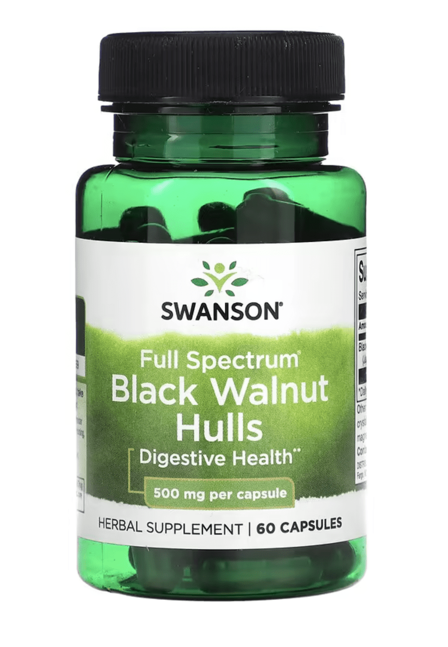 Swanson Full Spectrum Black Walnut Hulls, ořešák černý, 500 mg, 60 kapslí