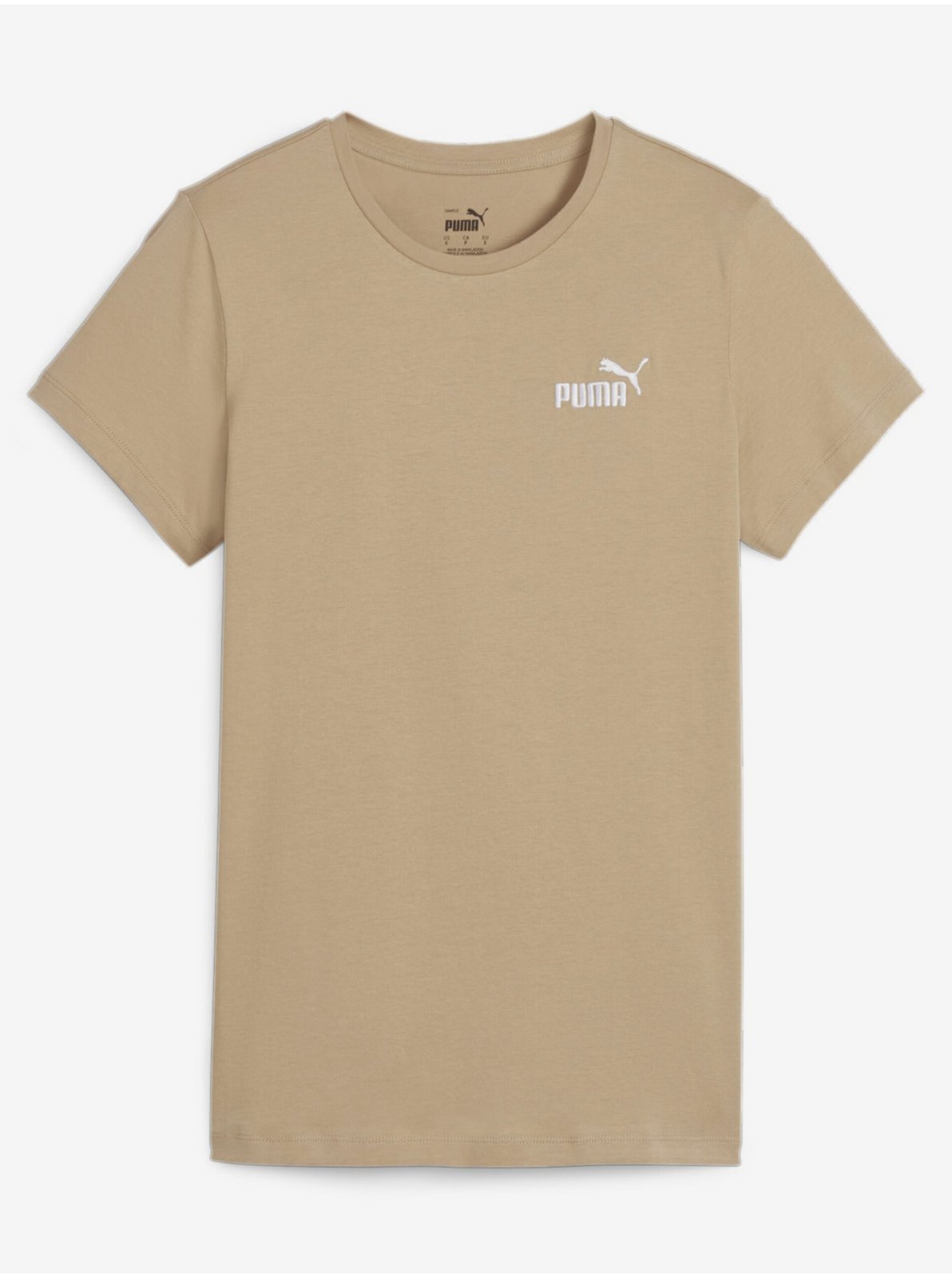 Béžové dámské tričko Puma ESS+ Embroidery Tee - Dámské