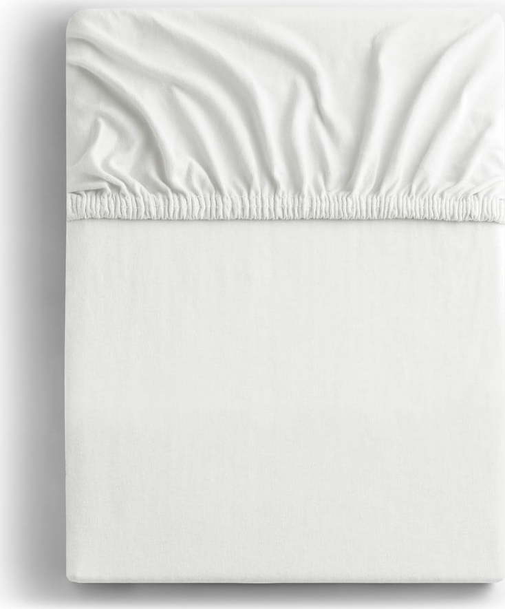 Bílé elastické džersejové prostěradlo DecoKing Amber Collection, 200/220 x 200 cm