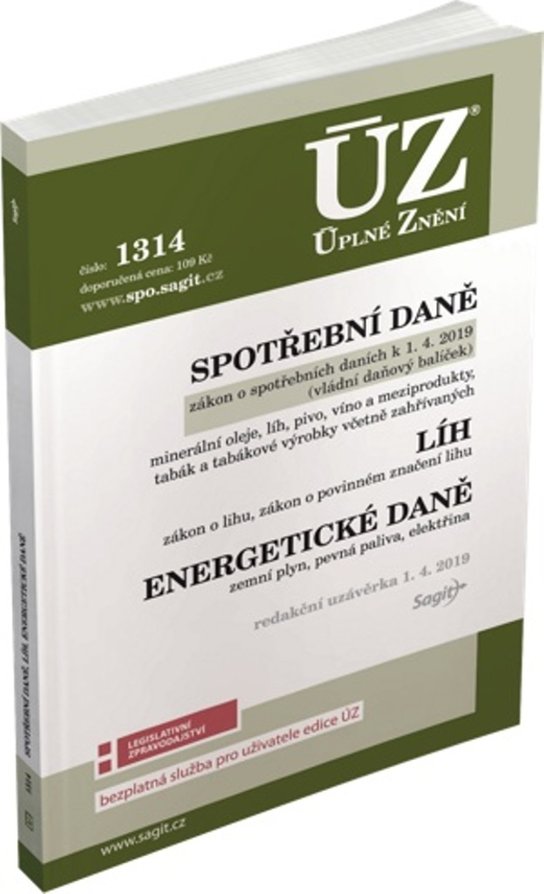 ÚZ 1314 Spotřební daně, líh, paliva a maziva, energetické daně - duben 2019
