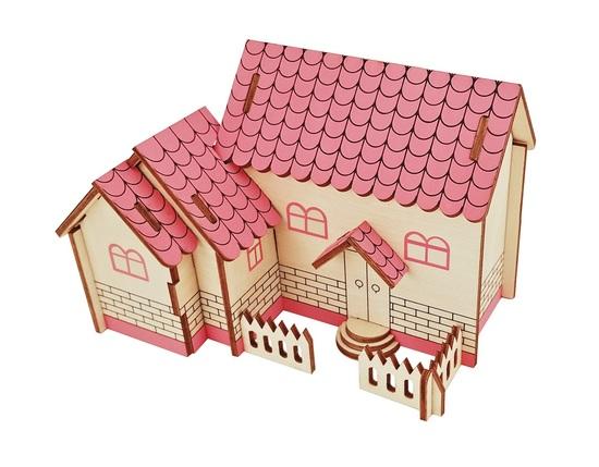 Woodcraft Dřevěné 3D puzzle Fialový dům 20 ks