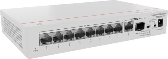 Huawei S110-8P2ST Switch (8*10/100/1000BASE-T ports, PoE+, 1*GE SFP port, 1*10/100/1000BASE-T port, AC power, power adap, 98012269