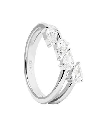 PDPAOLA Blyštivý stříbrný prsten se zirkony Terra Essentials AN02-861 54 mm