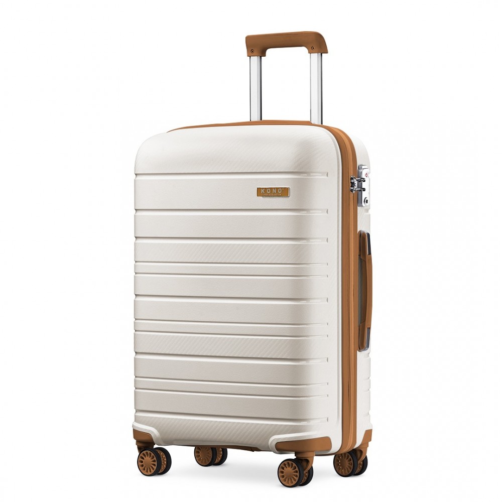 Cestovní kufr na kolečkách Kono Classic Collection PP - béžovo hnědá - 77L