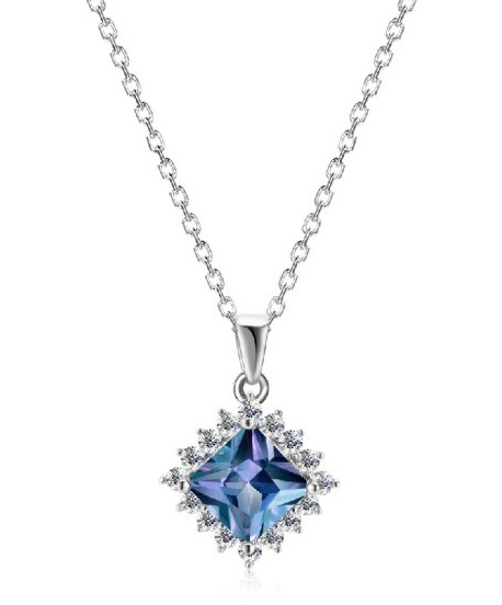 Royal Fashion stříbrný pozlacený náhrdelník Alexandrit DGPS0037-WG
