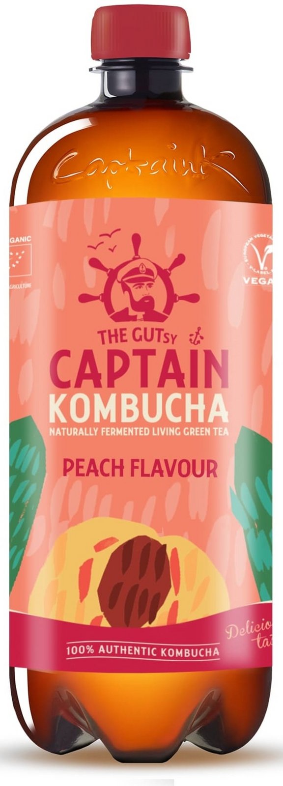 Captain Kombucha broskev BIO 1000 ml