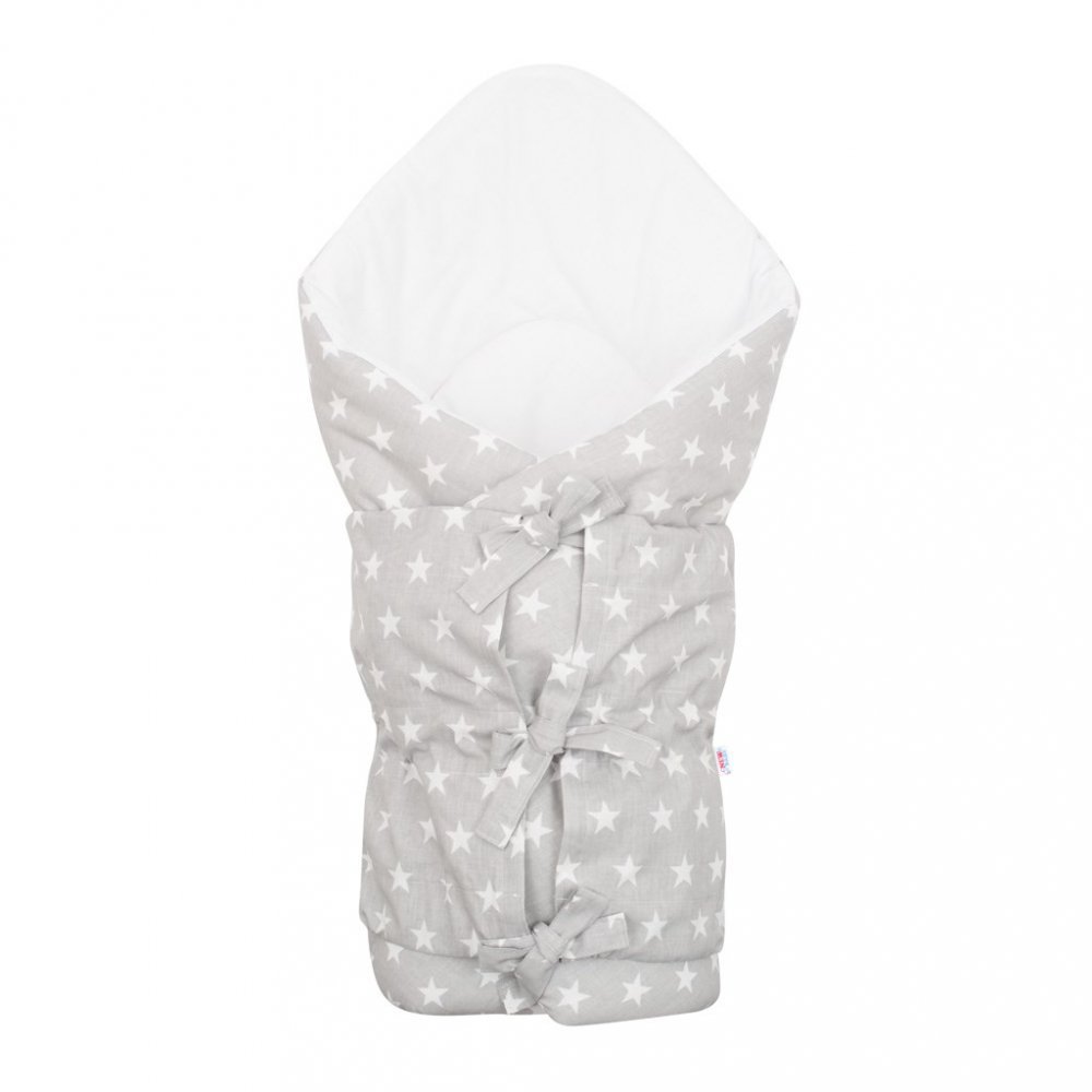 Klasická šnurovacia zavinovačka New Baby Hviezdičky sivo-biela
