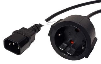 Kabel síťový pro výstup UPS, IEC320 C14-CEE 7/3(F), 2m, černý