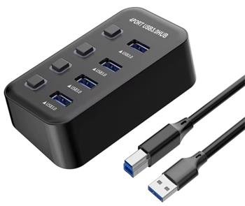PremiumCord USB 3.2 Superspeed HUB 4-portový s vypínači portů