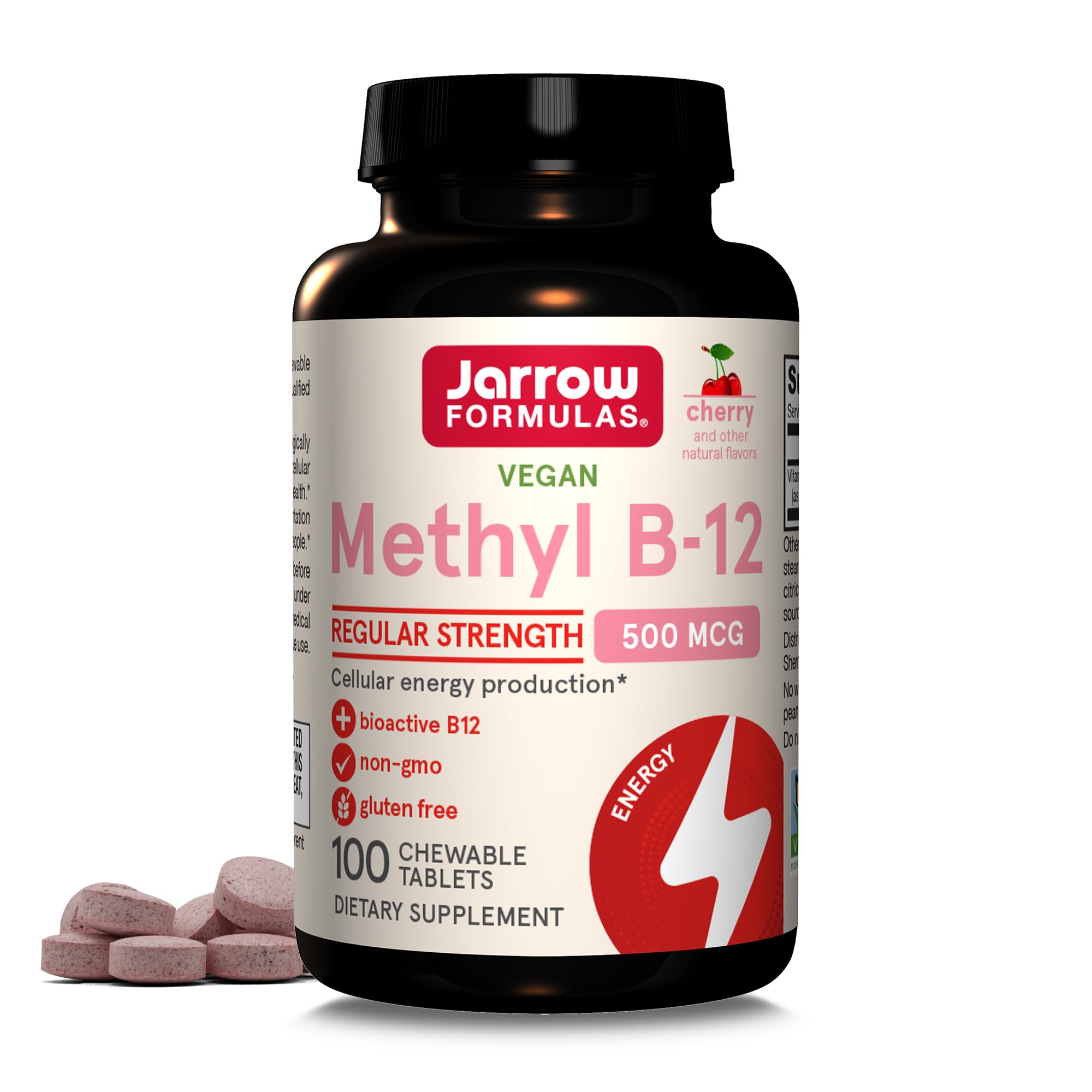 Jarrow Formulas Jarrow Methyl B-12 Cherry, Třešeň, 500 mcg, 100 žvýkacích tablet