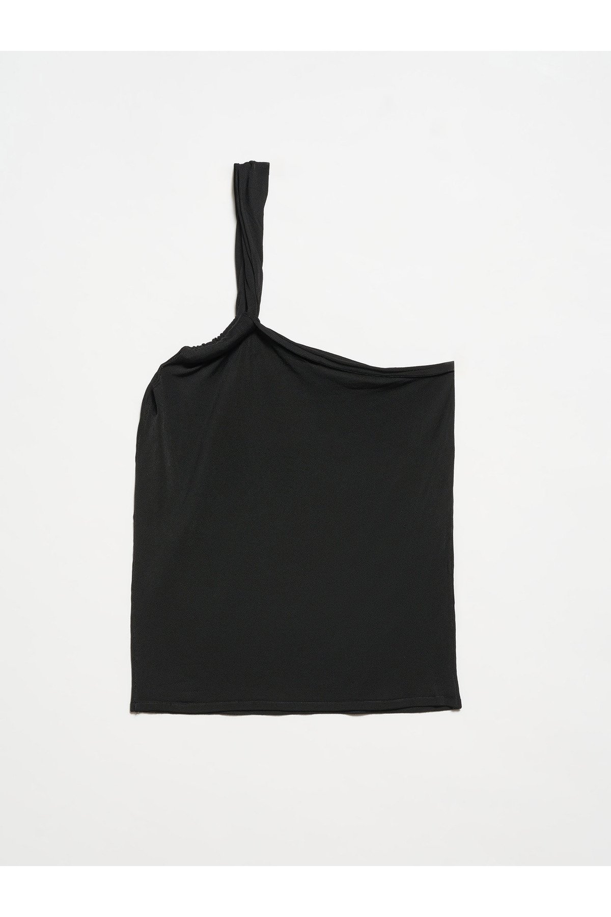 Dilvin 10379 Double Strap One Shoulder Knitwear Blouse-Black
