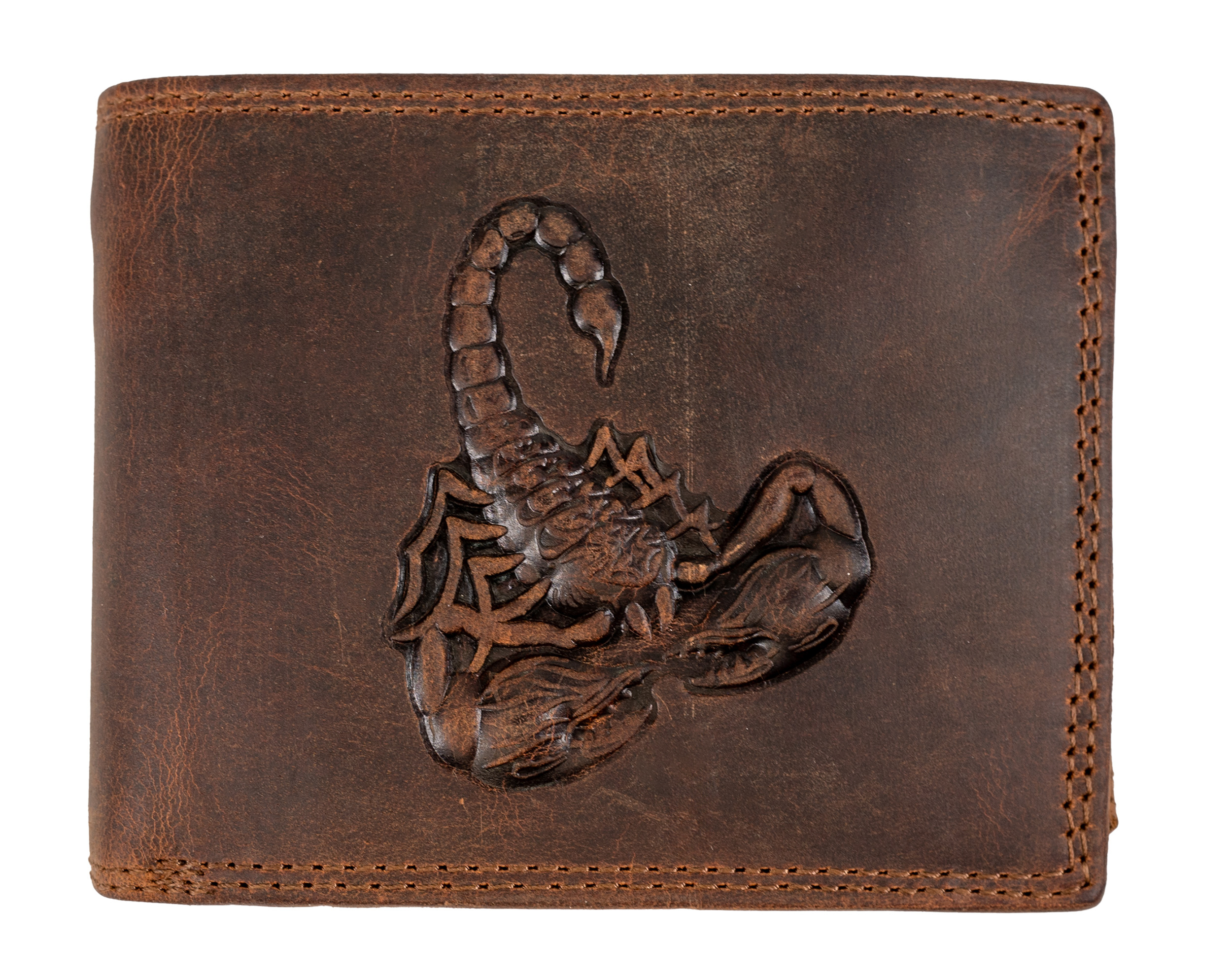 HL Luxusní kožená peněženka s 3D Štírem - hnědá