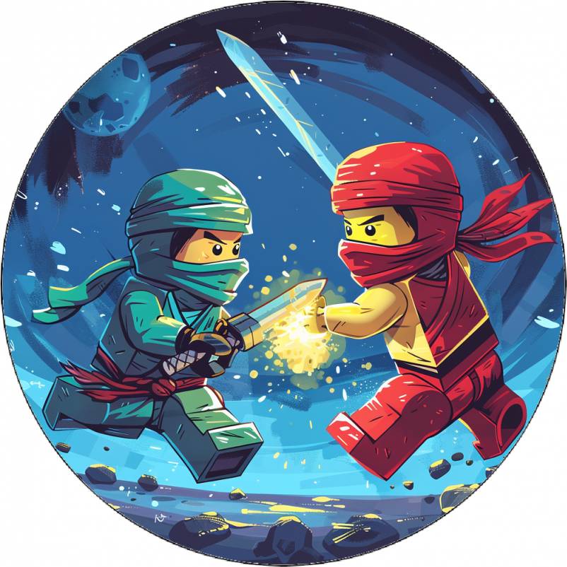 Jedlý papír Ninjago ve vesmíru modré pozadí 19,5 cm