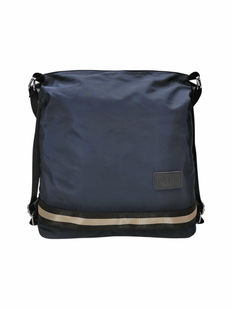Praktický tmavě modrý kabelko-batoh 2v1 z nylonu