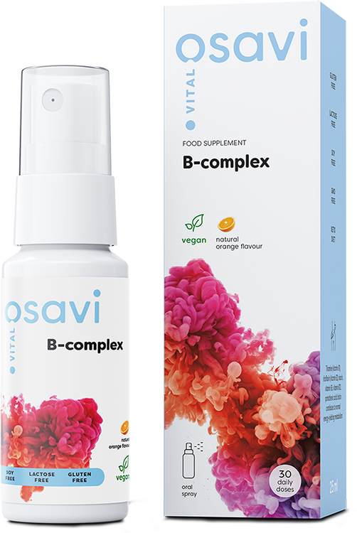 Osavi B-complex With Orange Flavour Oral Spray, B-complex ústní sprej s příchutí pomeranče, 25 ml