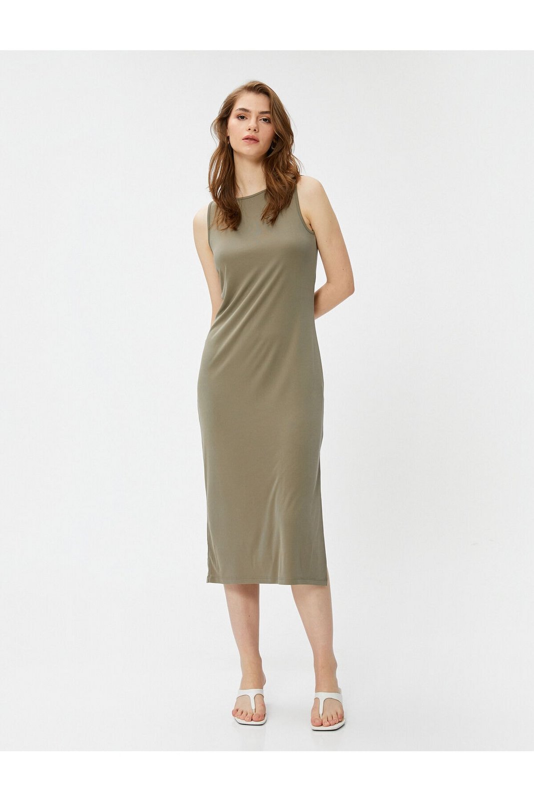 Koton Halter Neck Slim Fit Midi Dress