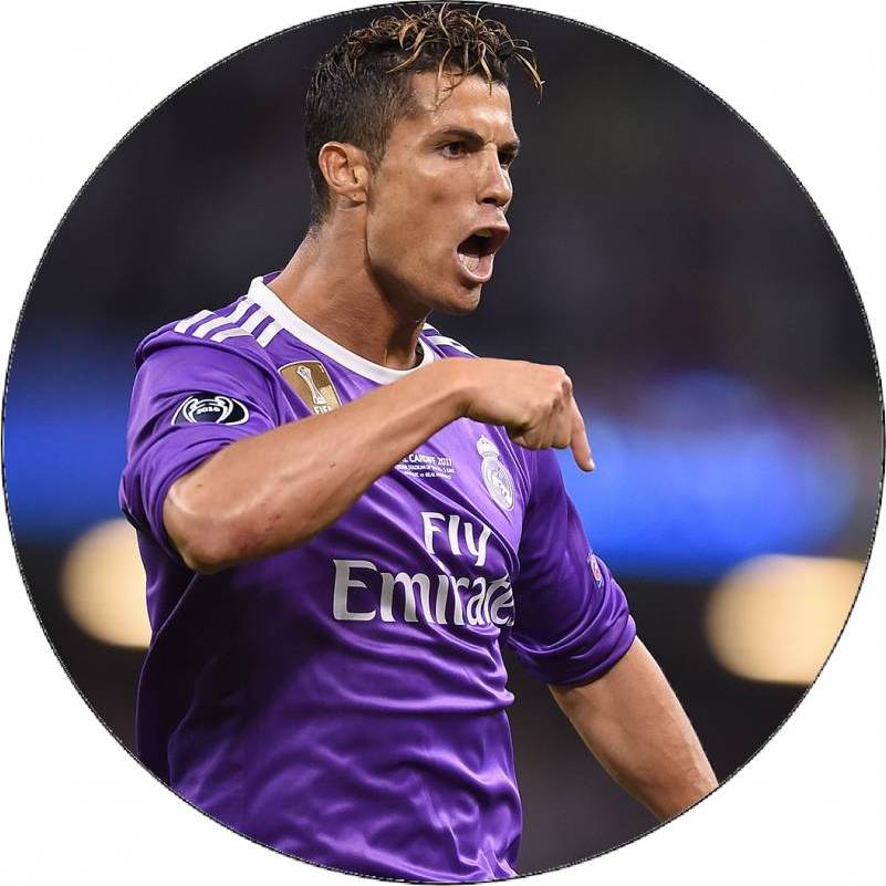 Jedlý papír Cristiano Ronaldo ve fialovém dresu 19,5 cm - Pictu Hap