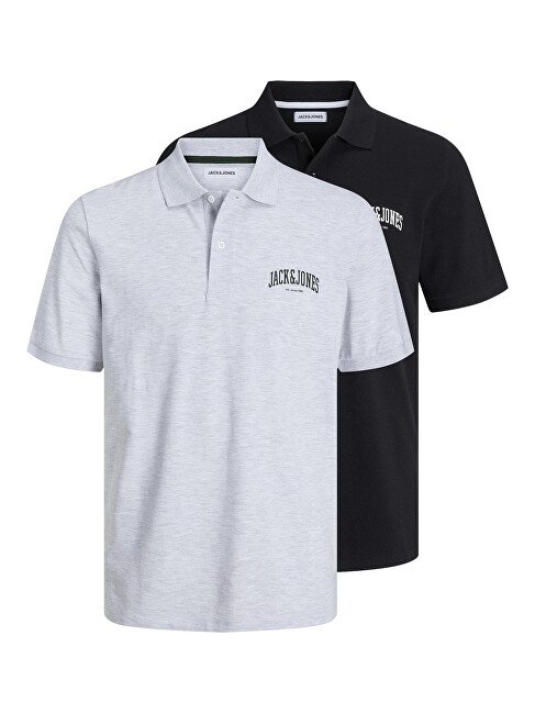 Jack&Jones 2 PACK - pánské polo triko JJEJOSH Standard Fit 12257011 Black/White Melange XL
