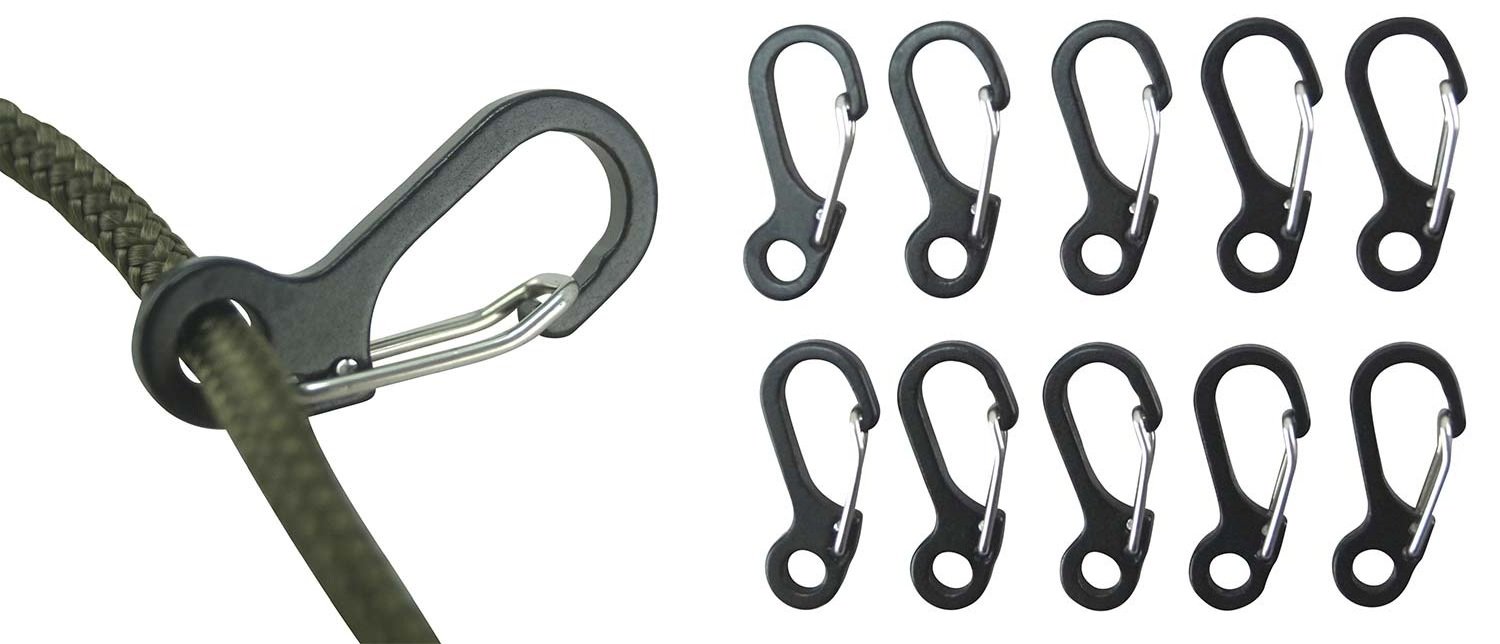 Karabina s očkem mini černá sada 10ks Paracord Carabiners Kombat® Tactical