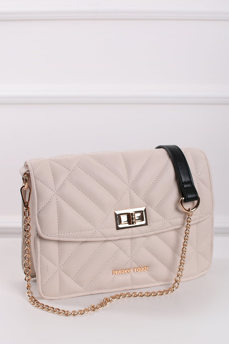 Smetanová prošívaná crossbody kabelka 2-61112