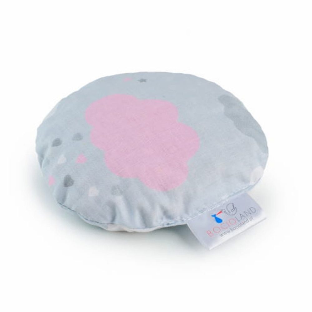 BocioLand Malý nahřívací polštářek s třešňovými pecičkami - Mráček, růžový/šedý