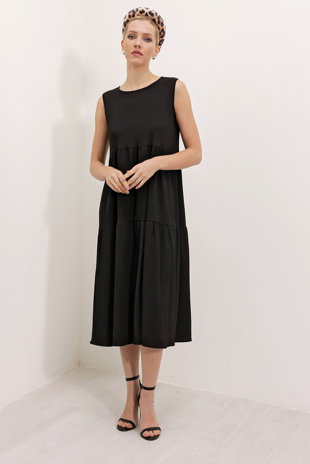 Bigdart 2448 Zero Sleeve Long Knitted Dress - Black