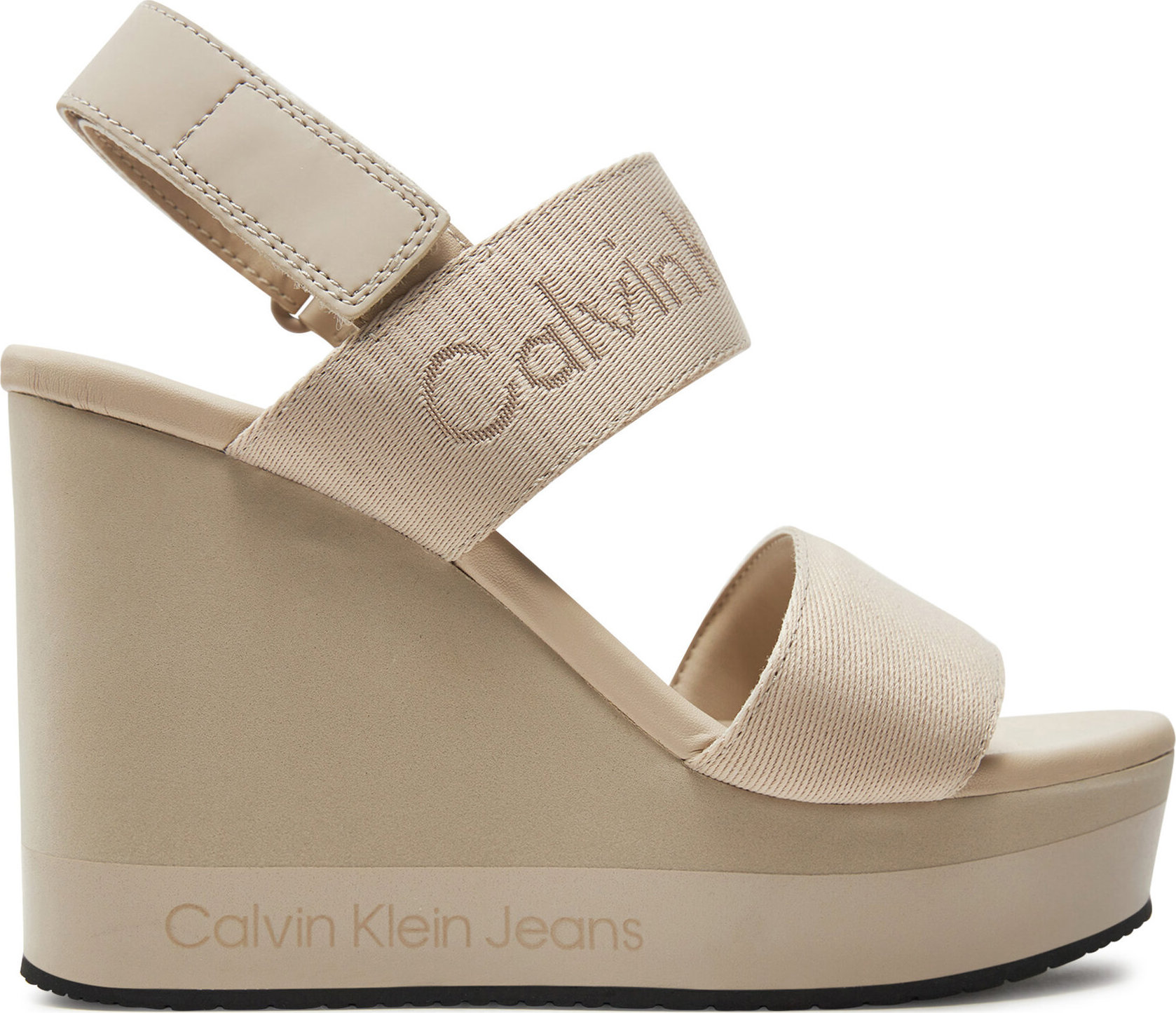 Sandály Calvin Klein Jeans Wedge Sandal Webbing In Mr YW0YW01360 Eggshell 0F4