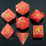 HYMGHO Dragon's Hoard Gemstone Polyhedral Dice Set - Watermelon Tourmaline