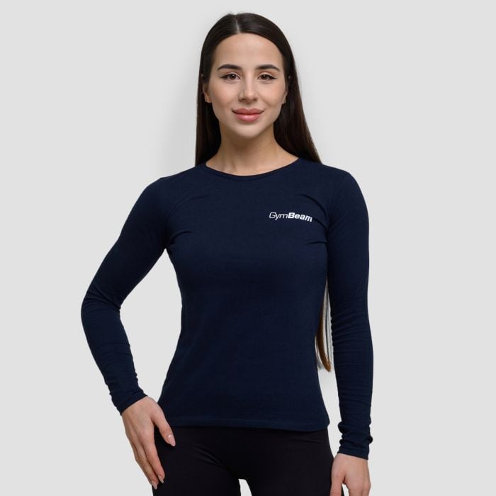 Dámské triko s dlouhým rukávem Basic Navy XS - GymBeam