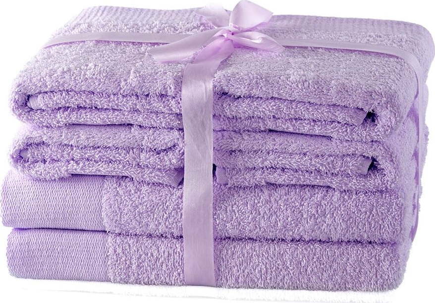 Froté bavlněné ručníky a osušky v levandulové barvě v sadě 6 ks Amari – AmeliaHome