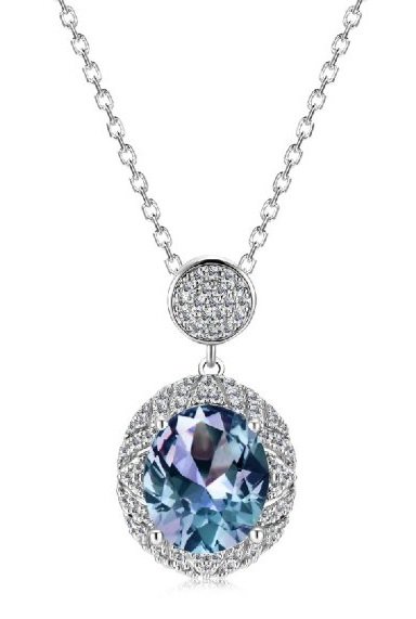 Royal Fashion stříbrný pozlacený náhrdelník Alexandrit DGPS0043-WG