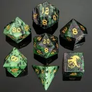 HYMGHO Dragon's Hoard Gemstone Polyhedral Dice Set - Ruby in Zoisite