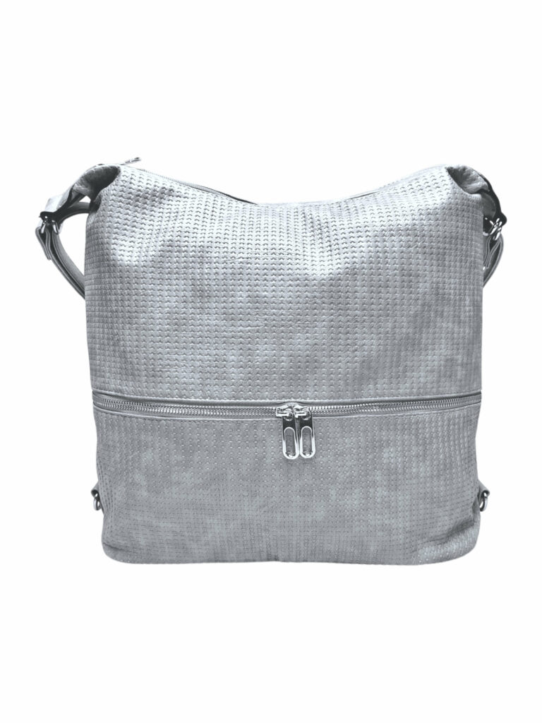 Velký světle šedý kabelko-batoh 2v1 se vzorem