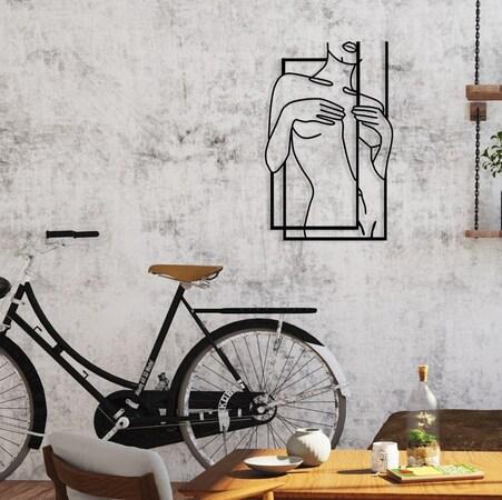 Wallity Decorative Metal Wall Accessory Beautiful Woman Black