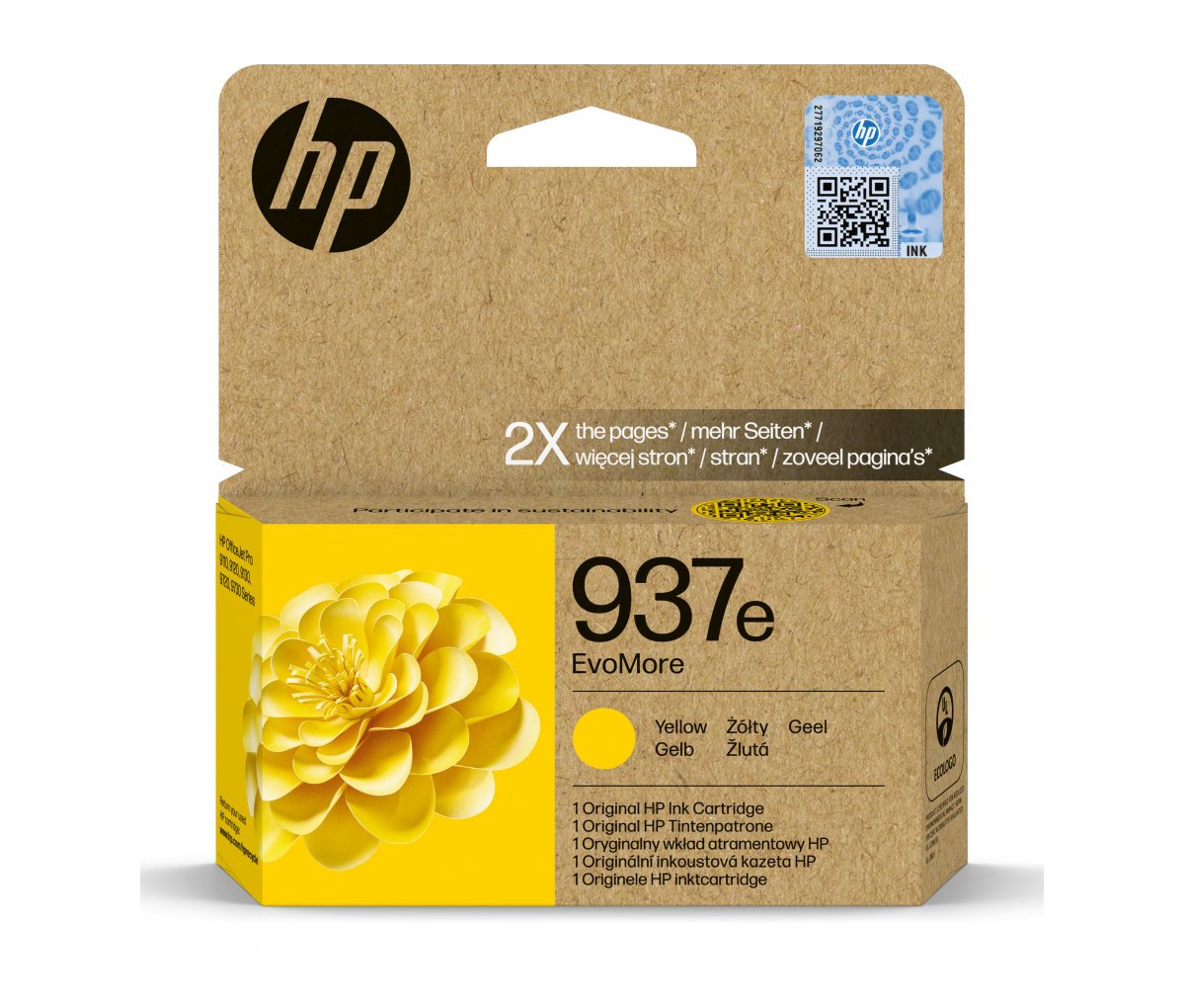 Inkoustová náplň HP 937e EvoMore žlutá (4S6W8NE#CE1)